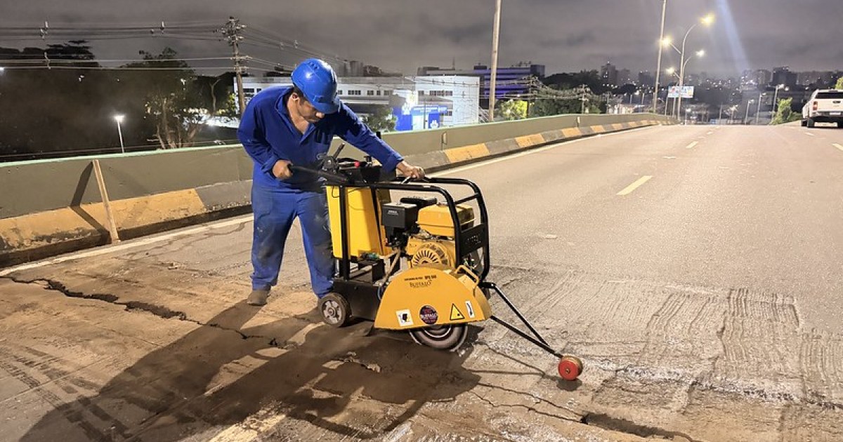 Manutenção do viaduto Ayrton Senna ocorre durante a madrugada até sábado